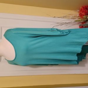 Turquoise Fine Gauge Knit Scoopneck Tunic